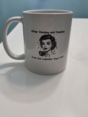 Funny Retro Mug “After Monday & Tuesday… WTF” | 11oz New